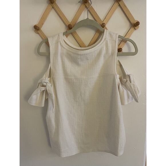 Madewell Top Women's Large White Skylark Cold-Shoulder Short Sleeve - Picture 4 of 8